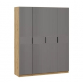 Шкаф комбинированный Хилтон с 4-мя дверями (Дуб Крафт золотой, Графит матовый)